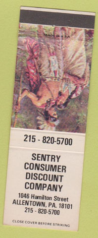 Matchbook Cover - Sentry Consumer Discount Co Allentown PA