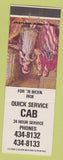 Matchbook Cover - Quick Service Cab Taxi 1976 NO TOWN