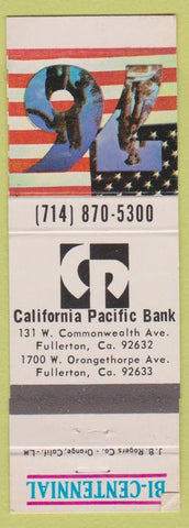 Matchbook Cover - California Pacific Bank Fullerton CA 1976