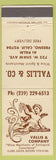 Matchbook Cover - Vallis & Co Fresno CA