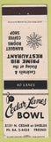Matchbook Cover - Cedar Lanes Bowling Fresno CA