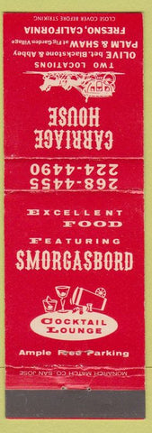 Matchbook Cover - Carriage House Fresno CA