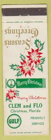 Matchbook Cover - Clem Flo Gulf Christmas FL oil gas
