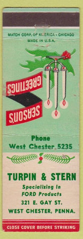 Matchbook Cover - Tuppin & Stern West Chester PA Christmas Ford Products
