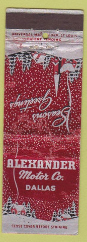 Matchbook Cover - Alexander Motor Co Dallas TX WORN