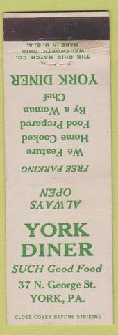 Matchbook Cover - York Diner York PA
