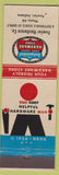 Matchbook Cover - Fowler Hardware Fowler IN low phone #