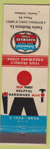 Matchbook Cover - Fowler Hardware Fowler IN low phone #
