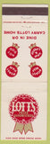 Matchbook Cover - Lotts Restaurant Sandwiches Lexington KY