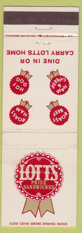 Matchbook Cover - Lotts Restaurant Sandwiches Lexington KY