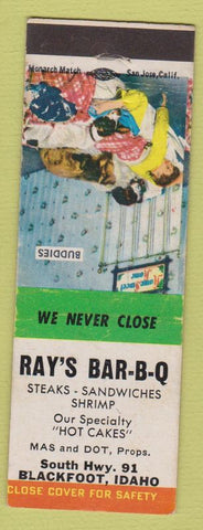 Matchbook Cover - Ray's BBQ Blackfood ID'