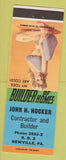 Matchbook Cover - John H Hocker Contractor Builder Newville PA pinup