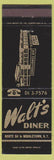 Matchbook Cover - Walt's Diner Middletown NY'