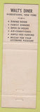 Matchbook Cover - Walt's Diner Middletown NY'