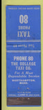 Matchbook Cover - College Taxi cab Northampton MA