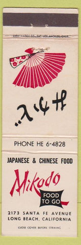 Matchbook Cover - Mikado Restaurant Long Beach CA Chinese Japanese