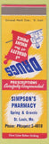 Matchbook Cover - Simpson's Drugs St Louis MO'