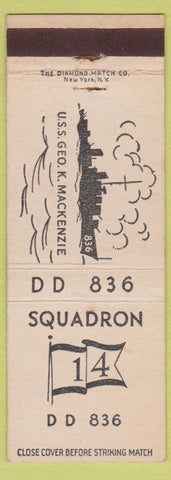 Matchbook Cover - USS Geo Mackenzie Squadron 14 DD 836 military
