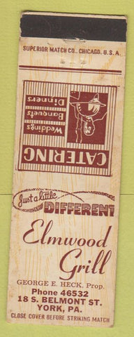 Matchbook Cover - Elmwood Grill York PA