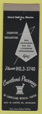 Matchbook Cover - Courtland Drugs Milwaukee WI SAMPLE