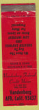 Matchbook Cover - Vandenburg Federal Credit Union Air Force Base WEAR