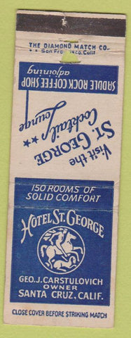 Matchbook Cover - Hotel ST George Santa Cruz CA