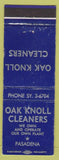 Matchbook Cover - Oak Knoll Cleaners Pasadena CA