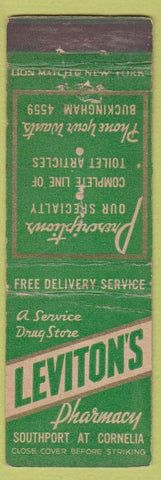 Matchbook Cover - Leviton's Drugs Chicago? Barber Shop WORN