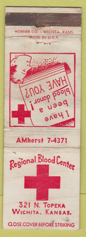 Matchbook Cover - Regional Blood Center Wichita KS WORN