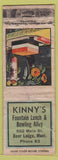 Matchbook Cover - Kinny's Fountain Bowling Alley Deer Lodge MT low phone POOR