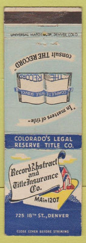 Matchbook Cover - Record Abstrac Title Insurance Denver Colorado CO