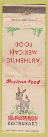 Matchbook Cover - El Pollino Mexican Restaurant WORN