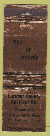 Matchbook Cover Larimer County Abstract Title Fort Collins Colorado CO low phone