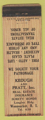 Matchbook Cover - Keough Pratt Real Estate Insurance Woonsocket RI