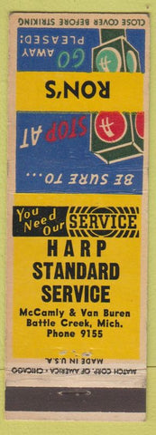 Matchbook Cover - Ron's Harp Standard oil gas Battle Creek MI