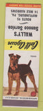 Matchbook Cover - Wally's Sunoco oil gas Mifflinburg PA Terrier dog