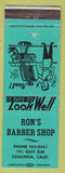 Matchbook Cover - Ron's Barber Shop Coalinga CA