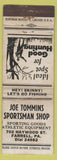 Matchbook Cover - Joe Tommins Sportsman Shop sporting goods Farrell PA WEAR