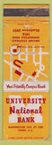 Matchbook Cover - University National Bank Minneapolis MN