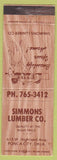 Matchbook Cover - Simmons Lumber Co Ponca City OK