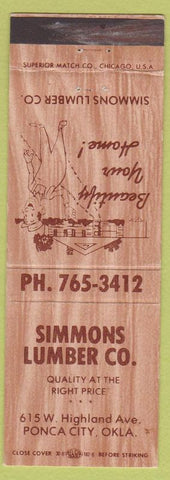 Matchbook Cover - Simmons Lumber Co Ponca City OK
