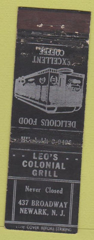 Matchbook Cover - Leo's Colonial Grill Newark NJ WORN