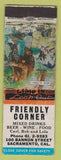 Matchbook Cover - Friendly Corner Mixed Rinks Sacramento CA