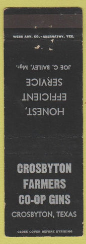 Matchbook Cover - Crosbyton Farmers Coop Gins cotton Crosbyton TX