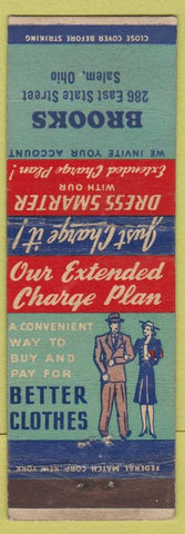 Matchbook Cover - Brooks Clothing Store Salem OH WEAr
