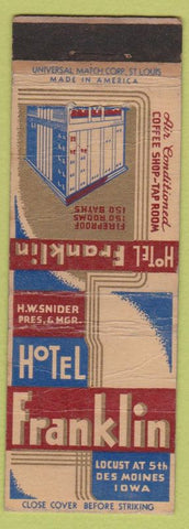 Matchbook Cover - Hotel Franklin Des Moines IA CREASES