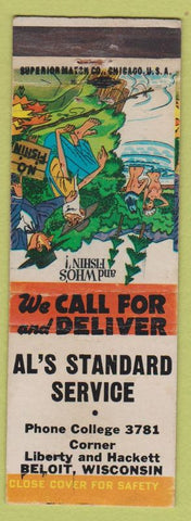 Matchbook Cover - Al's Standard oil gas Beloit WI Hillbilly