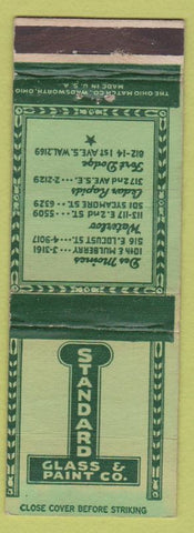 Matchbook Cover - Standard Glass Paint Des Moines Waterloo Cedar Rapids IA WORN