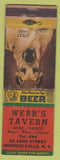 Matchbook Cover - Webb's Tavern Hoosick Falls NY Great Dane WORN