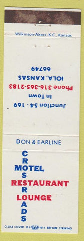 Matchbook Cover - Crossroads Motel Restaurant Iola KS